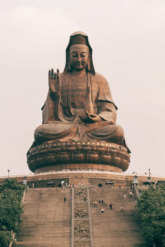 why-choose-us The grand Guanyin statue at Mount Xiqiao, a serene symbol of tranquility and worship.